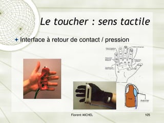 Florent MICHEL 105
ª Interface à retour de contact / pression
Le toucher : sens tactile
 