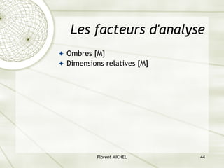 Florent MICHEL 44
Les facteurs d'analyse
ª Ombres [M]
ª Dimensions relatives [M]
 