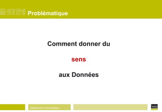 Département Informatique
Problématique
Comment donner du
sens
aux Données
 