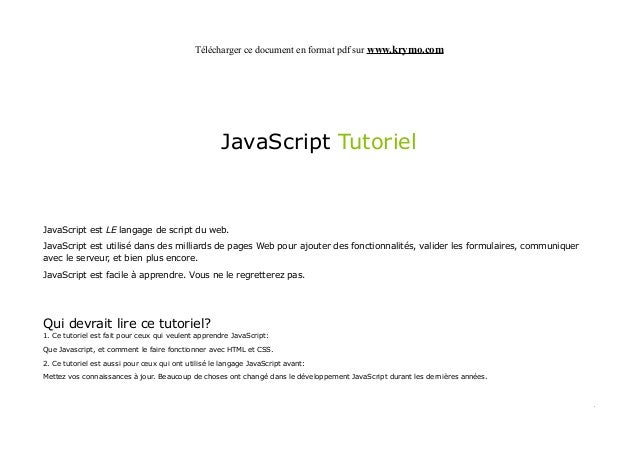 Cours Javascript Pdf