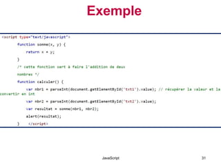 Exemple
JavaScript 31
 