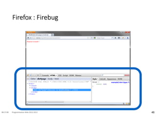 Firefox : Firebug
46
08:17:00 Programmation Web 2012-2013
 