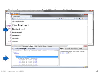 Relations entre code HTML et DOM
49
08:17:00 Programmation Web 2012-2013
 
