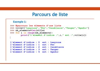 Exemple 1:
Parcours de liste
 