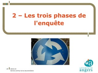 2 – Les trois phases de
              l'enquête




28   26/01/10
     Service commun de la documentation
 