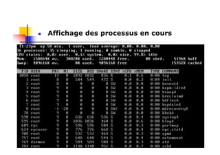 n Affichage des processus en cours
 