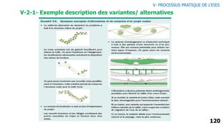 120
V-2-1- Exemple description des variantes/ alternatives
V- PROCESSUS PRATIQUE DE L’EIES
 