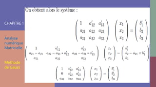 CHAPITRE 1
Analyse
numérique
Matricielle
Méthode
de Gauss
 
