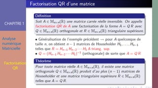 CHAPITRE 1
Analyse
numérique
Matricielle
Factorisation
QR
 
