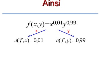 Ainsi
0,01y0,99
f (x, y) = x
x

e( f , x) =0,01

y

e( f , y) =0,99

 