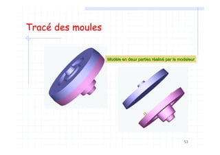 53
Tracé des moules
ModModèèle en deux parties rle en deux parties rééalisaliséé par le modeleurpar le modeleur
 