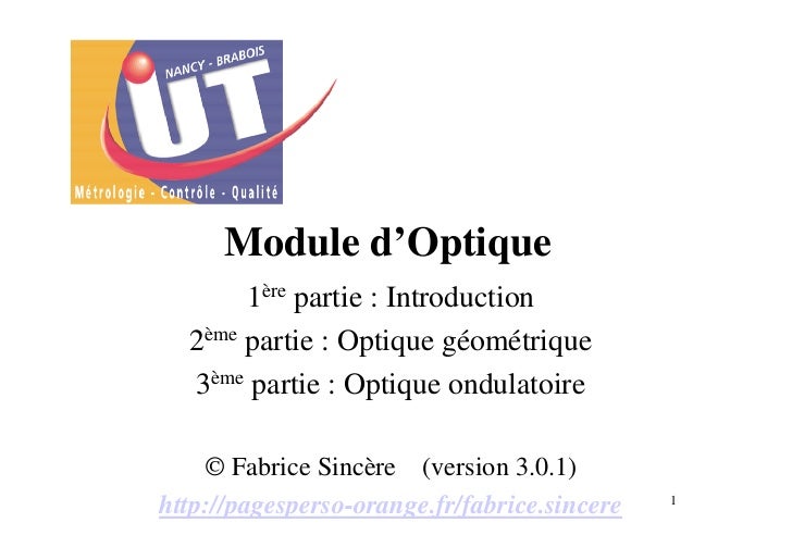 Cours Optique Introduction