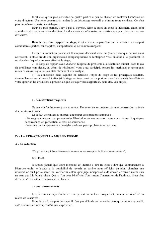 Cours Petit Aide Pour Rédiger Une Mémoire Ou Un Rapport De Stage