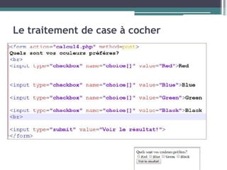 Le traitement de case à cocher
 