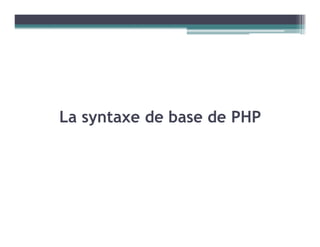La syntaxe de base de PHP
 