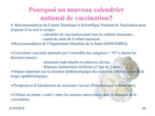 Pourquoi un nouveau calendrier
national de vaccination?
 Recommandation du Comité Technique et Scientifique National de V...