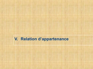 V. Relation d’appartenance
 