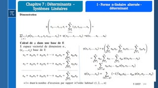 144F. AKEF
Calcul de  dans une base de E
E espace vectoriel de dimension n ,
(e1, …, en) base de E
« I » étant le nombre d’inversion par rapport à l’ordre habituel (1, 2, …, n)
 