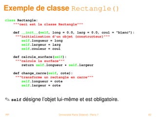 Exemple de classe Rectangle()
class Rectangle:
    ceci est la classe Rectangle

     def __init__(self, long = 0.0, larg ...