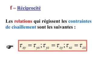 Trois éléments parallèles aux
axes de référence avant
déformation ; leur position
relative et leur longueur après
déformat...