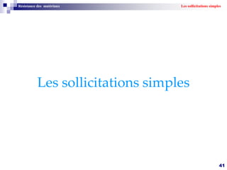 Les sollicitations simples
Résistance des matériaux Les sollicitations simples
41
 