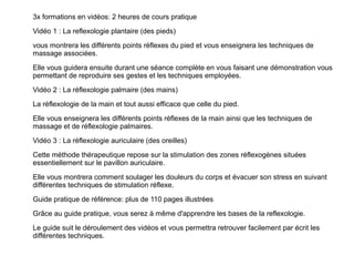 Page 3
- Améliore le fonctionnement des intestins
- Favorise la digestion en éliminant les toxines.
- Renforce les defenses naturelles.
- Stimule le systeme immunitaire.
- Améliore le fonctionnement de la glande
thyroïde.
- Aide et soulage les maux des femmes
enceintes.
Une formation en ligne simple & ludique.
Essere in forma .comEssere in forma .com
 