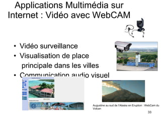 Vidéo surveillance Visualisation de place  principale dans les villes Communication audio visuel Applications Multimédia sur Internet : Vidéo avec WebCAM Augustine au sud de l’Alaska en Eruption : WebCam du Volcan  