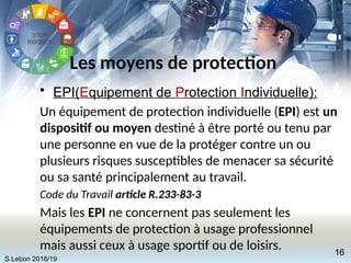 Cours Sécurité-Prévention dans le milieu professionnelEPC-EPI | PPTX