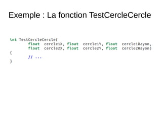 Exemple : La fonction TestCercleCercle
 