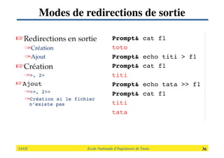 2AGE

 
 
 
 
 
 Ecole Nationale d’Ingénieurs de Tunis 
 36
Modes de redirections de sortie
 