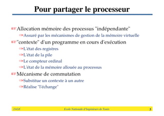 2AGE

 
 
 
 
 
 Ecole Nationale d’Ingénieurs de Tunis 
 5
Pour partager le processeur
 