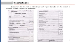 16
BTS ESA : Santé et sécurité
Fiche technique
Ce document doit être établi en même temps que le rapport d'enquête, lors d'un accident en
utilisant le catalogue d'identification des accidents.
 