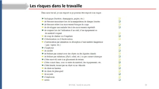 19
BTS ESA : Santé et sécurité
Les risques dans le travaille
 