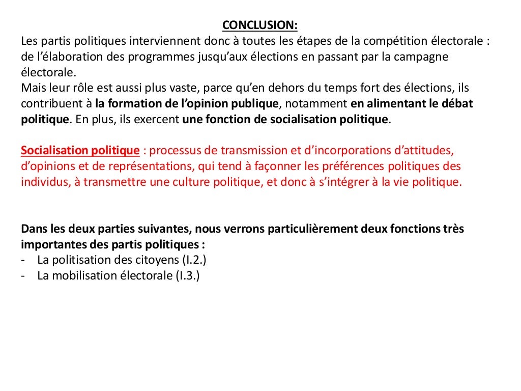 Quels sont les rôles des partis politiques en démocratie?
