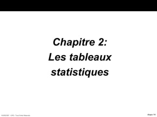HORIZON® - CIPE / Tous Droits Réservés diapo 14
Chapitre 2:
Les tableaux
statistiques
 