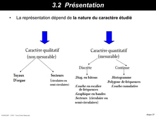 HORIZON® - CIPE / Tous Droits Réservés diapo 37
3.2 Présentation
• La représentation dépend de la nature du caractère étudié
 