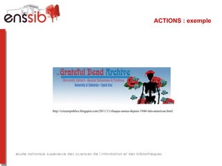 ACTIONS : exemple
http://crieurspublics.blogspot.com/2011/11/chaque-annee-depuis-1946-lala-american.html
 