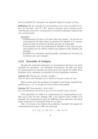 nition des relations de preferences 
La relation de preference, notee %; est une relation binaire sur les en-sembles 
d'alternatives de X: 
La relation de preference stricte  est de 