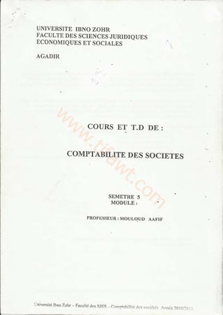 (Cours+td) comptabilité de société