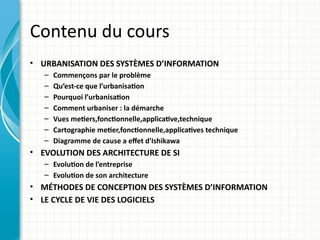 Urbaniser Cours Urbanisation et architectures des Systèmes d'information - Copie.pptx
