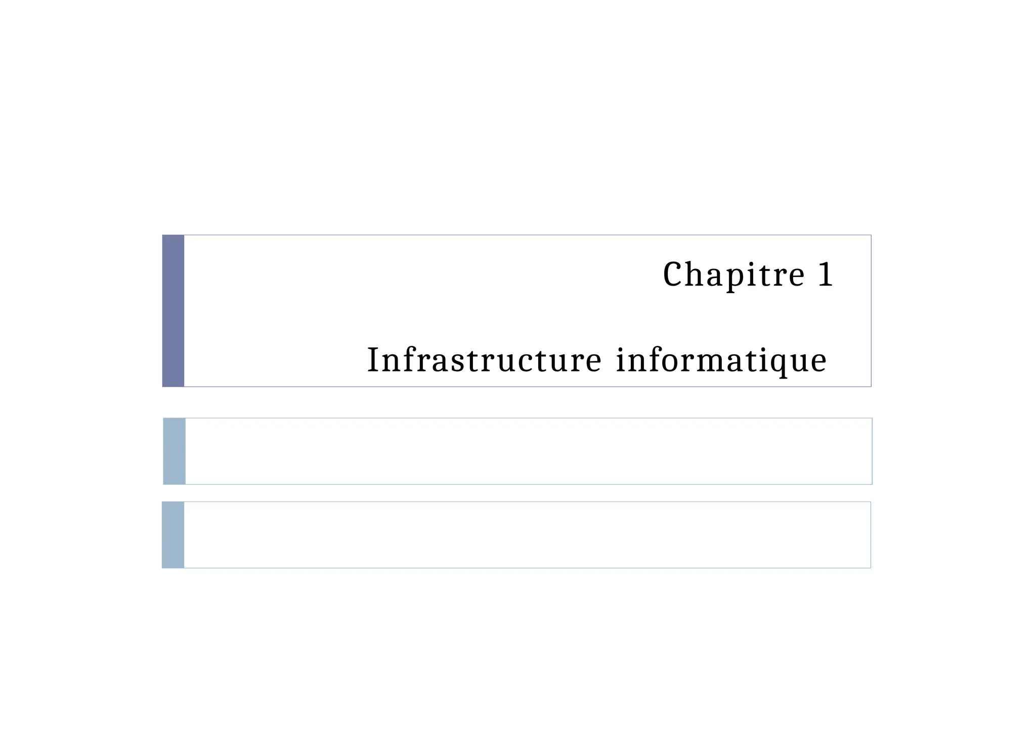 Chapitre 1
Infrastructure informatique
 
