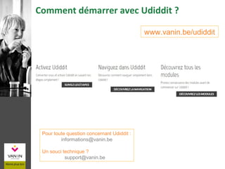 www.vanin.be/udiddit
Comment démarrer avec Udiddit ?
Pour toute question concernant Udiddit :
informations@vanin.be
Un souci technique ?
support@vanin.be
 