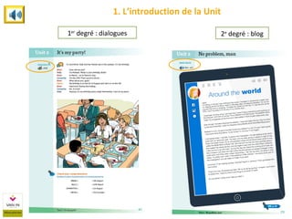 1. L’introduction de la Unit
1er
degré : dialogues 2e
degré : blog
 