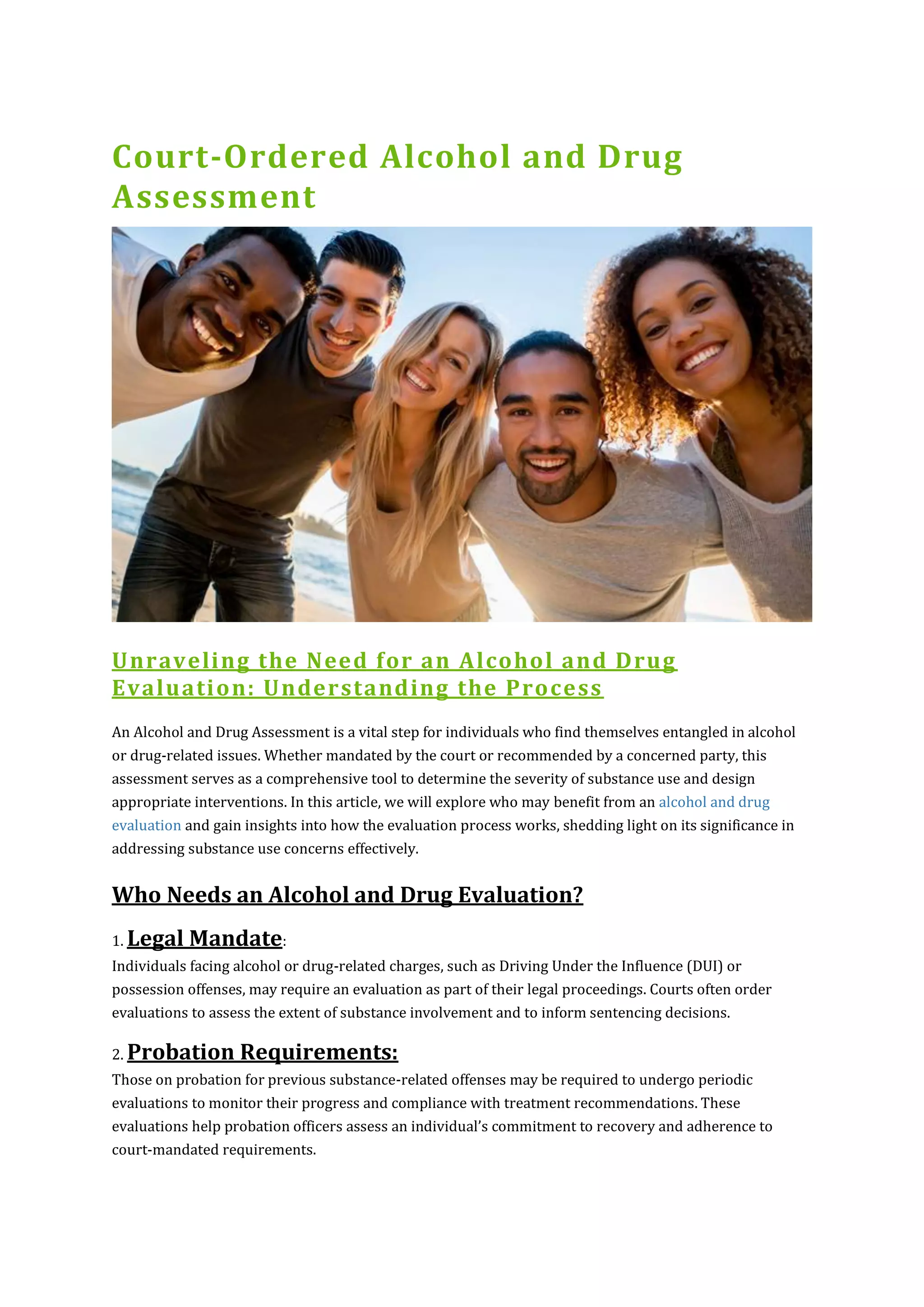 Court Ordered Alcohol and Drug Assessment pdf Free Download Court Ordered Alcohol and Drug Assessment pdf Free Download
