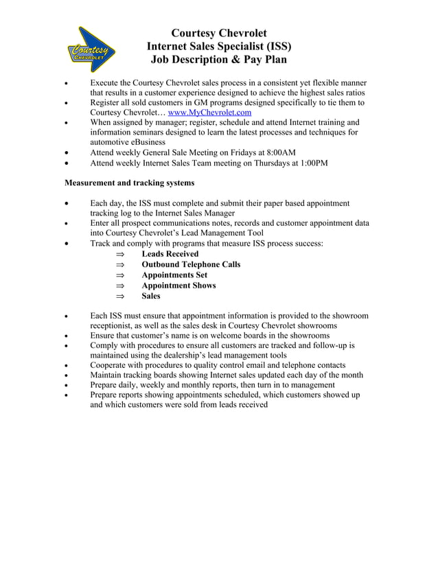 Car Dealer Job Description Example