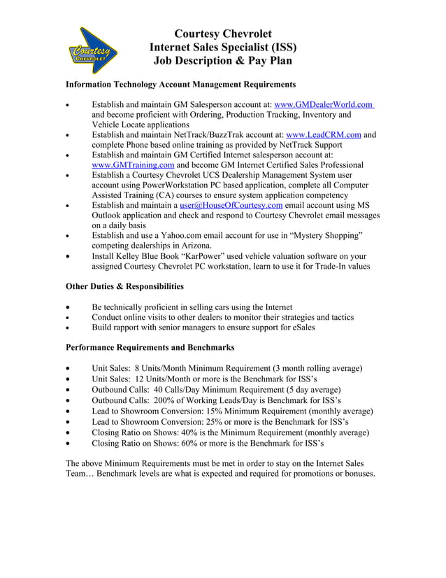 Car Dealer Job Description Example