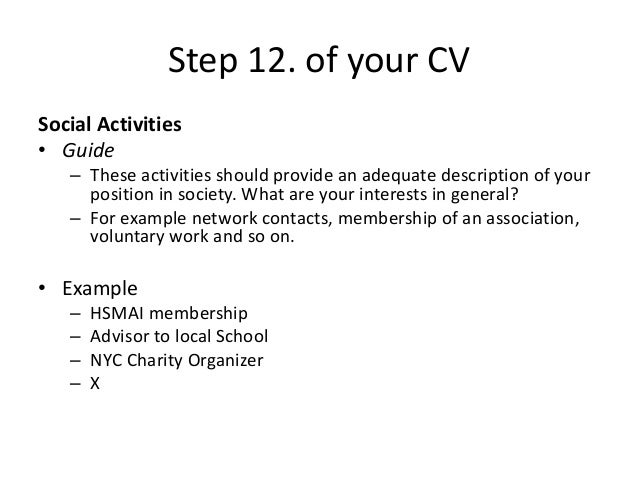 activities and interests for resumes