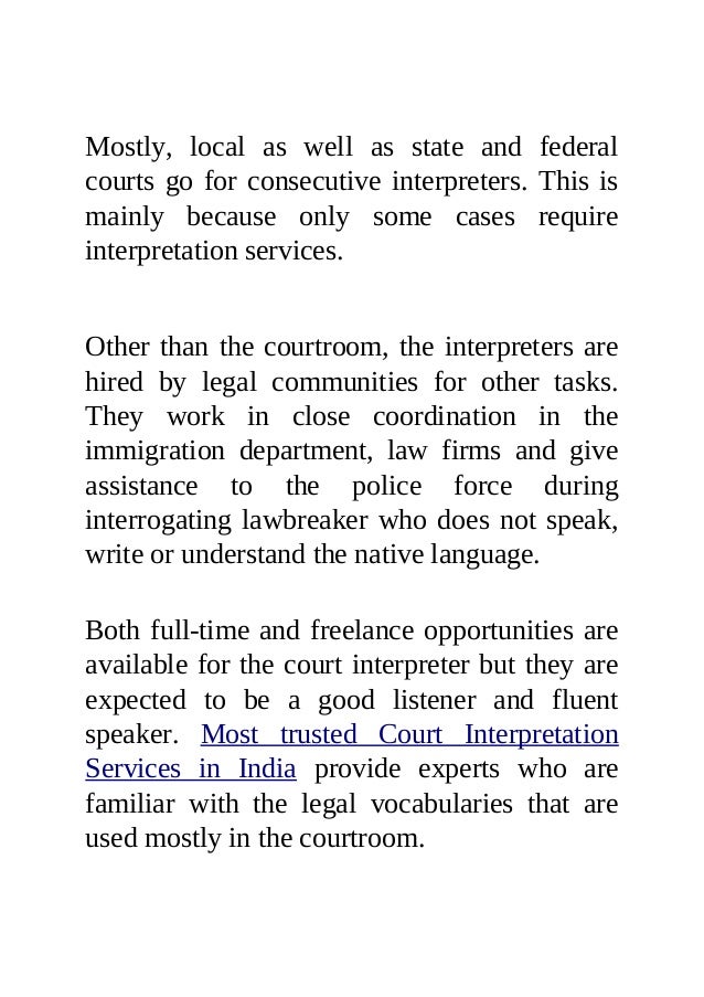 Court interpretation to explain legal discussion in a right manner