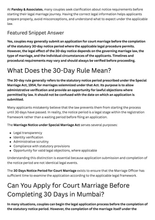 Complete Legal Guide on Court Marriage 30-Day Notice in Mumbai | PDF