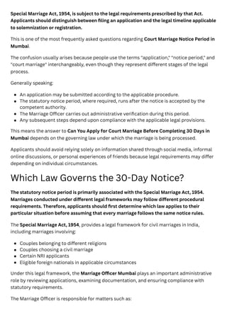 Complete Legal Guide on Court Marriage 30-Day Notice in Mumbai | PDF